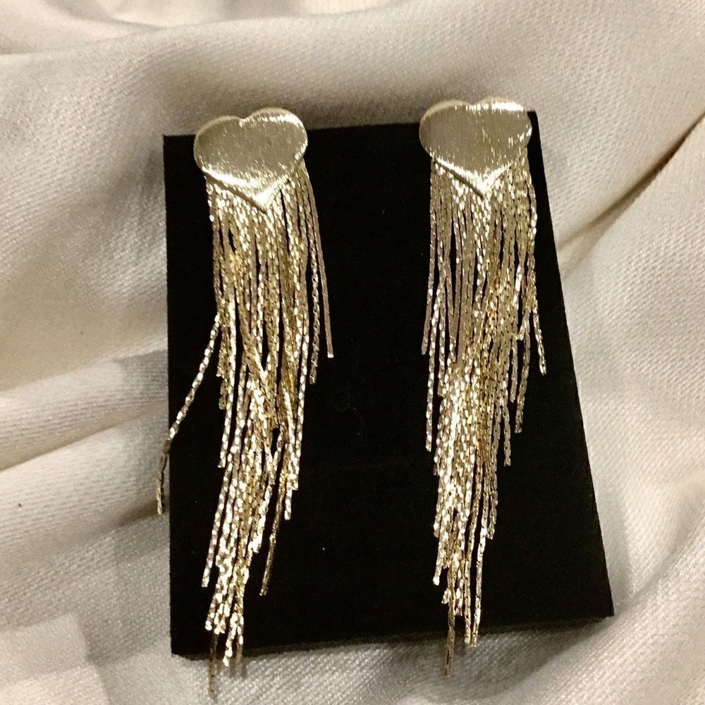 TASSEL FASHION STATEMENT EARRINGS GOLD - Picture 6 of 6